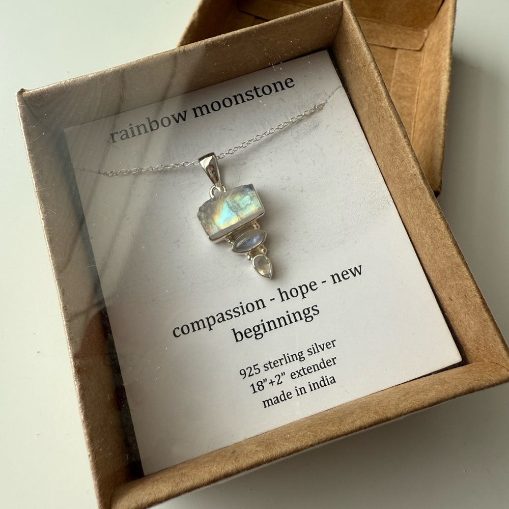 Sterling Silver Rainbow Moonstone Necklace